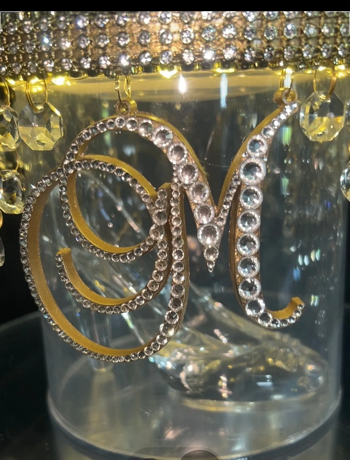 Monogram Glass slipper cake separator, shoe wedding cake separator 8" cake divider by Crystal wedding uk
