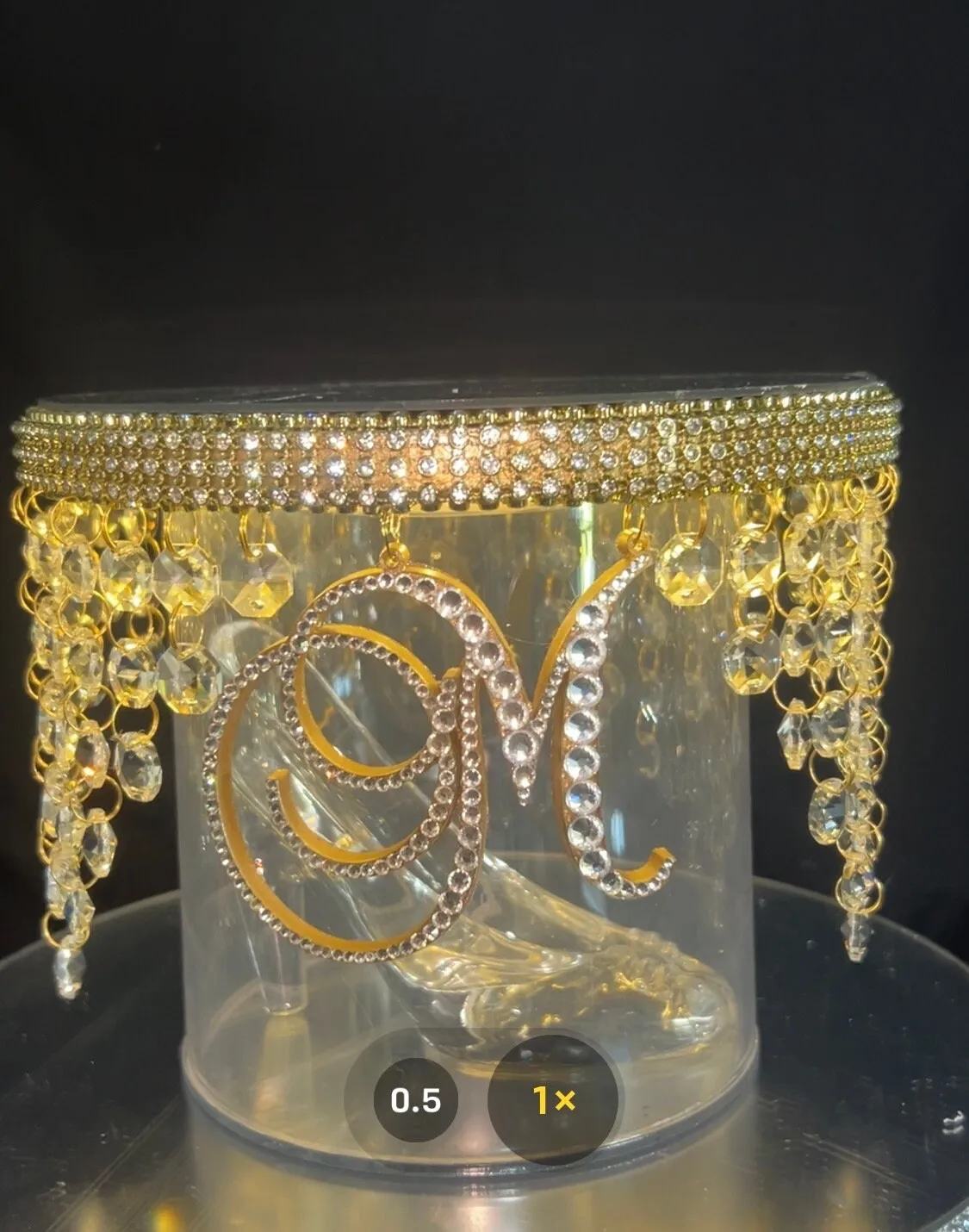 Monogram Glass slipper cake separator, shoe wedding cake separator 8" cake divider by Crystal wedding uk