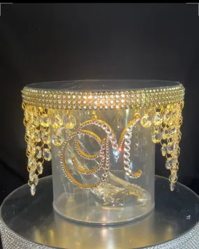 Monogram Glass slipper cake separator, shoe wedding cake separator 8" cake divider by Crystal wedding uk