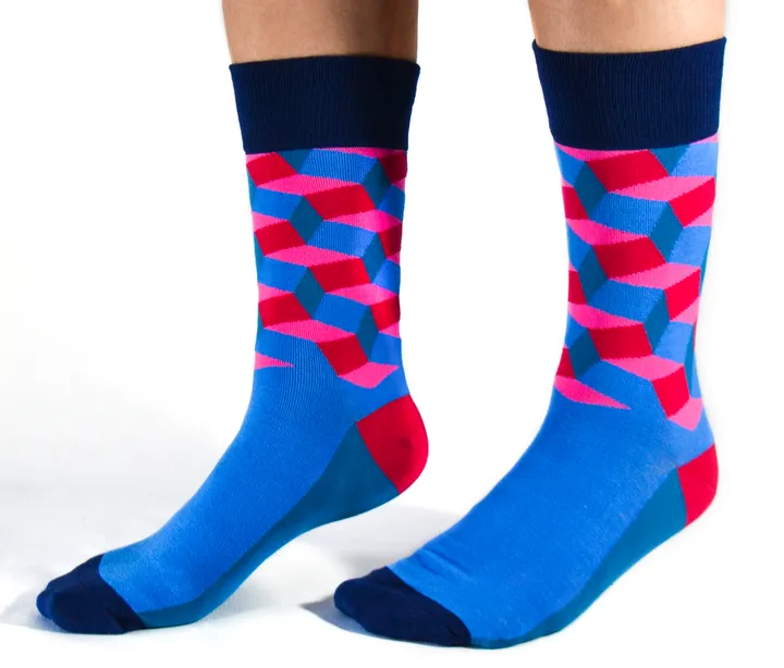 "Neon City" Cotton Crew Socks by Uptown Sox - Large