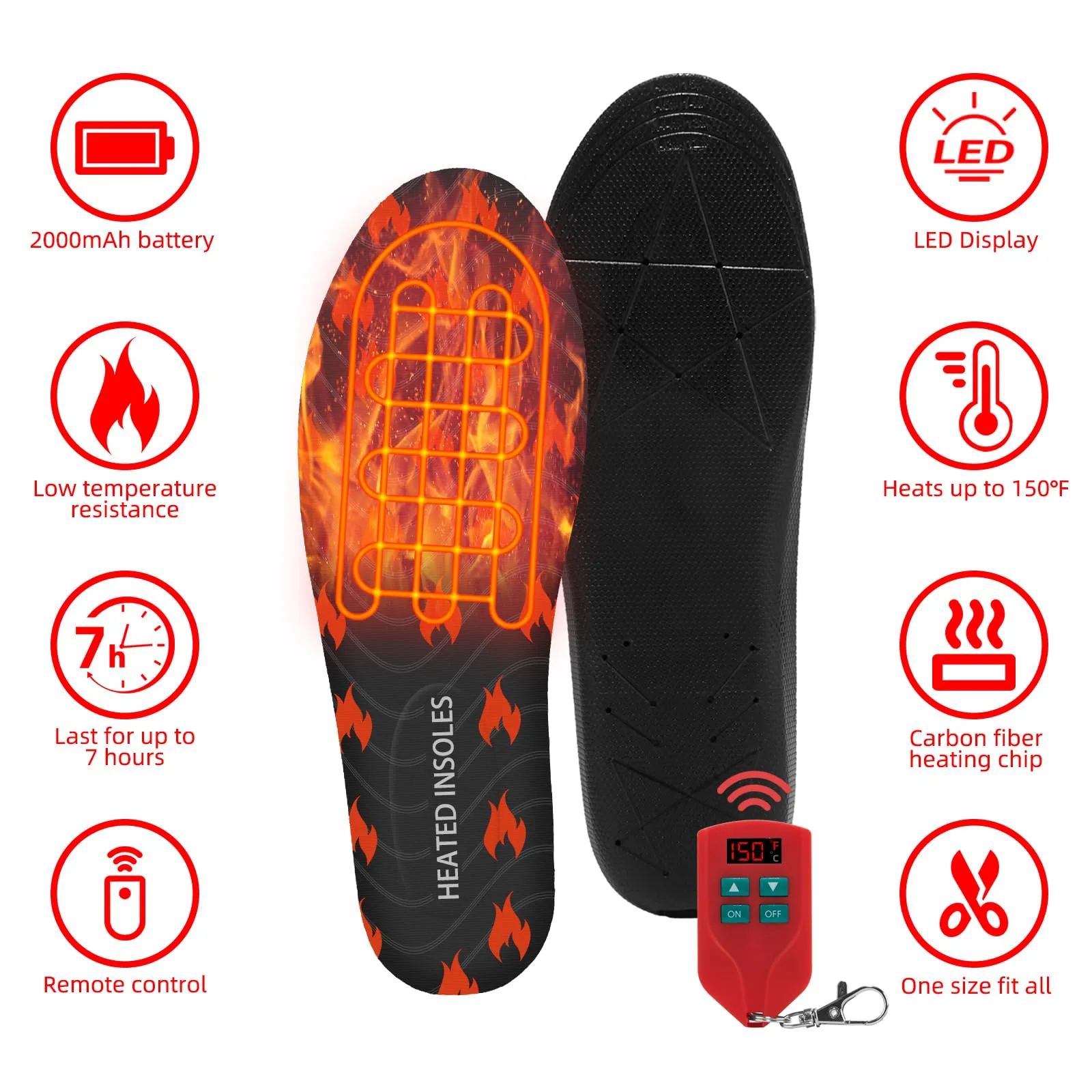 Rechargeable Heated Insoles with Remote Control: Perfect for Winter Work Boots & Shoes - Comfortable, Waterproof, & Safe