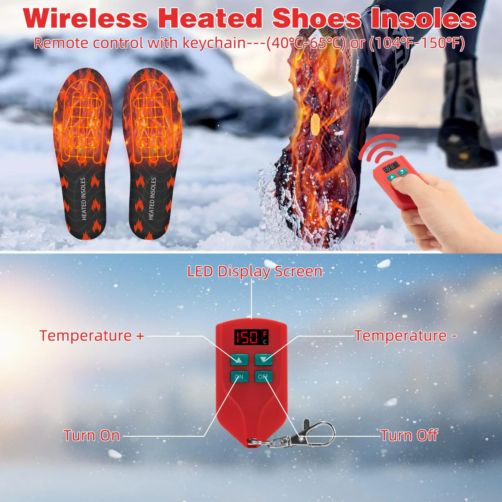 Rechargeable Heated Insoles with Remote Control: Perfect for Winter Work Boots & Shoes - Comfortable, Waterproof, & Safe