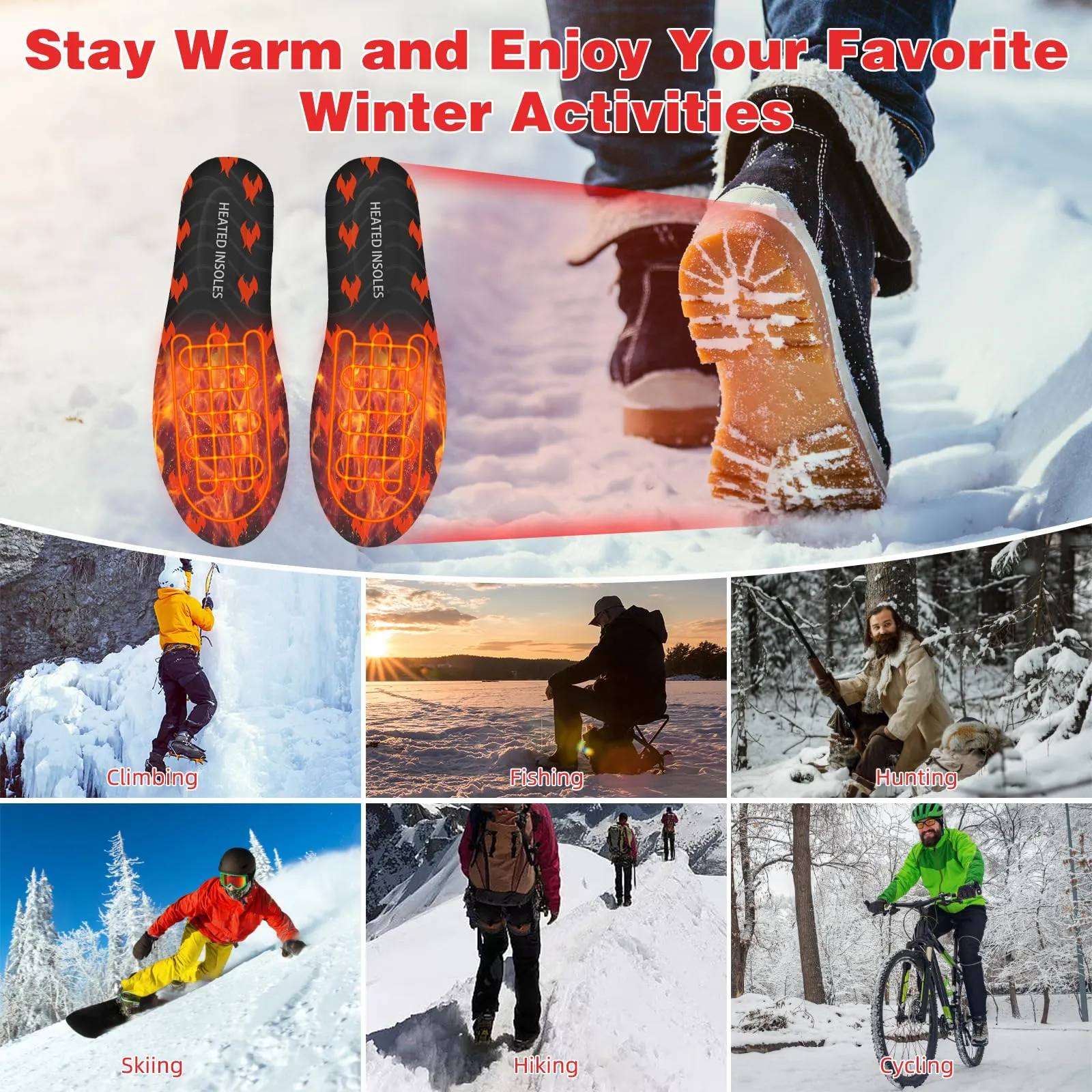 Rechargeable Heated Insoles with Remote Control: Perfect for Winter Work Boots & Shoes - Comfortable, Waterproof, & Safe