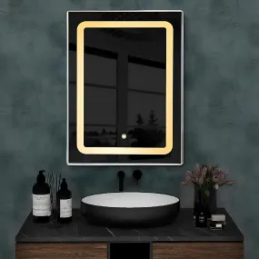 SANIF® Modern LED Bathroom Mirror, 18x24 Inch, Wall-Mounted with Touch Sensor, Adjustable Colour Design for Bedroom and Wash Basin