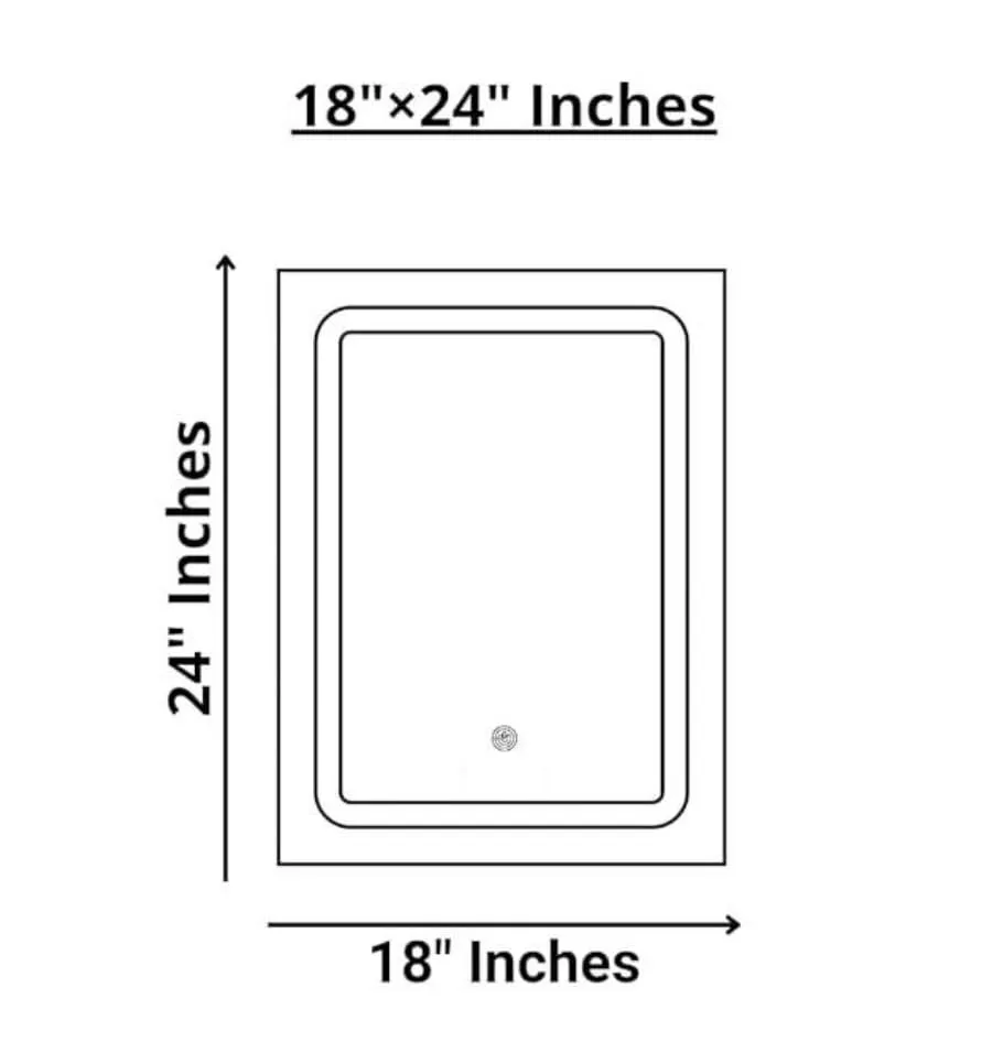 SANIF® Modern LED Bathroom Mirror, 18x24 Inch, Wall-Mounted with Touch Sensor, Adjustable Colour Design for Bedroom and Wash Basin