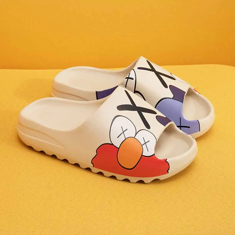 sealbeer - Yellow White Casual Simplicity Printing Opend Comfortable Shoes