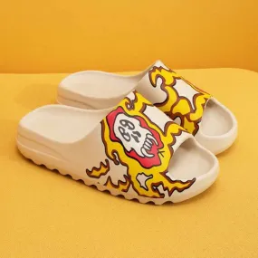 sealbeer - Yellow White Casual Simplicity Printing Opend Comfortable Shoes