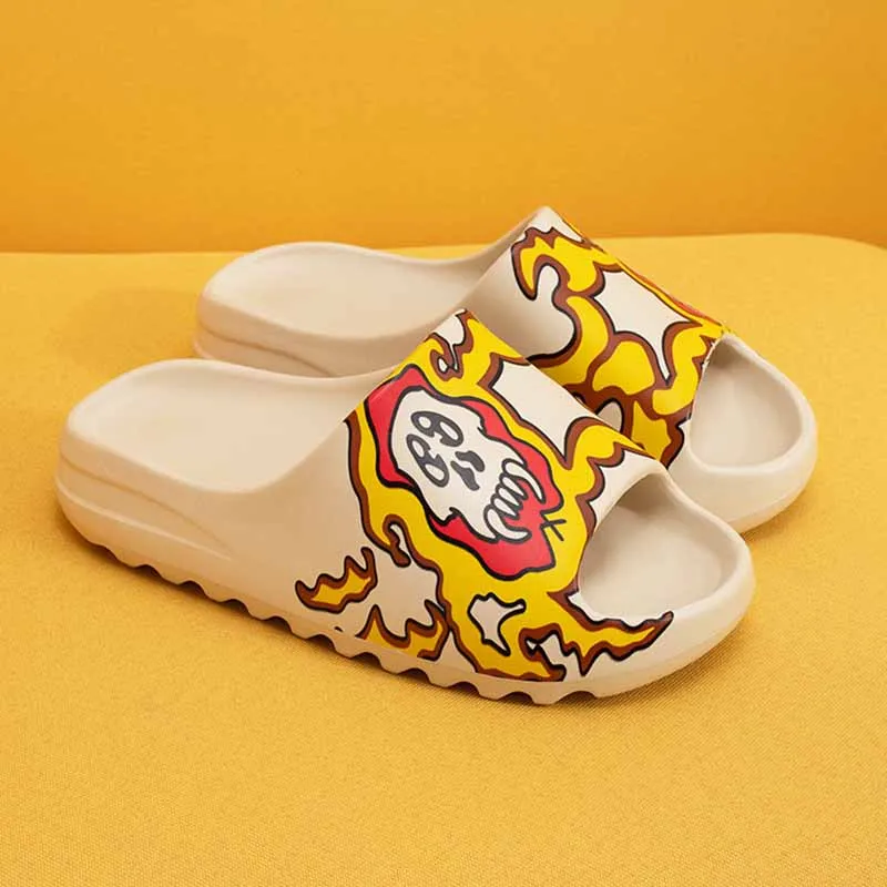sealbeer - Yellow White Casual Simplicity Printing Opend Comfortable Shoes