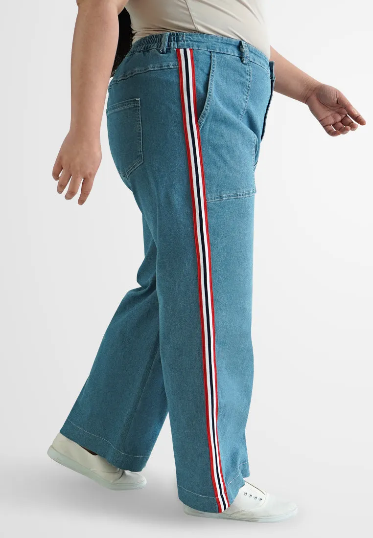 Siya Varsity Sporty Stripe Denim Jeans