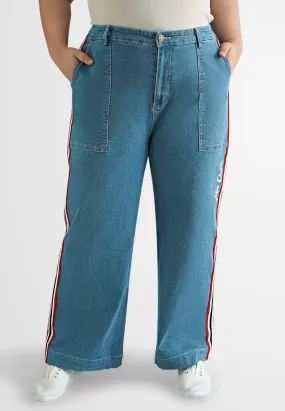 Siya Varsity Sporty Stripe Denim Jeans