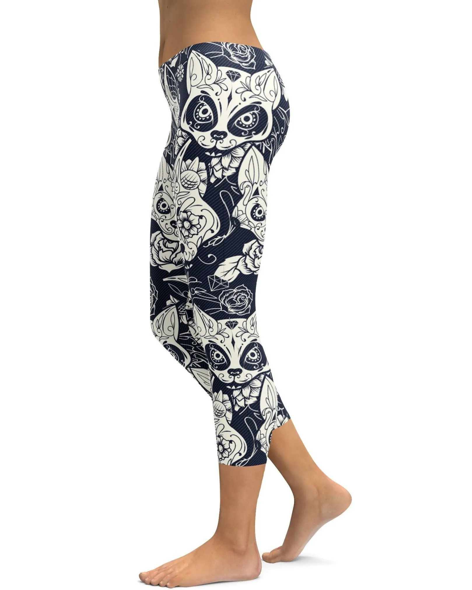 Sugar Skull Cats Capris