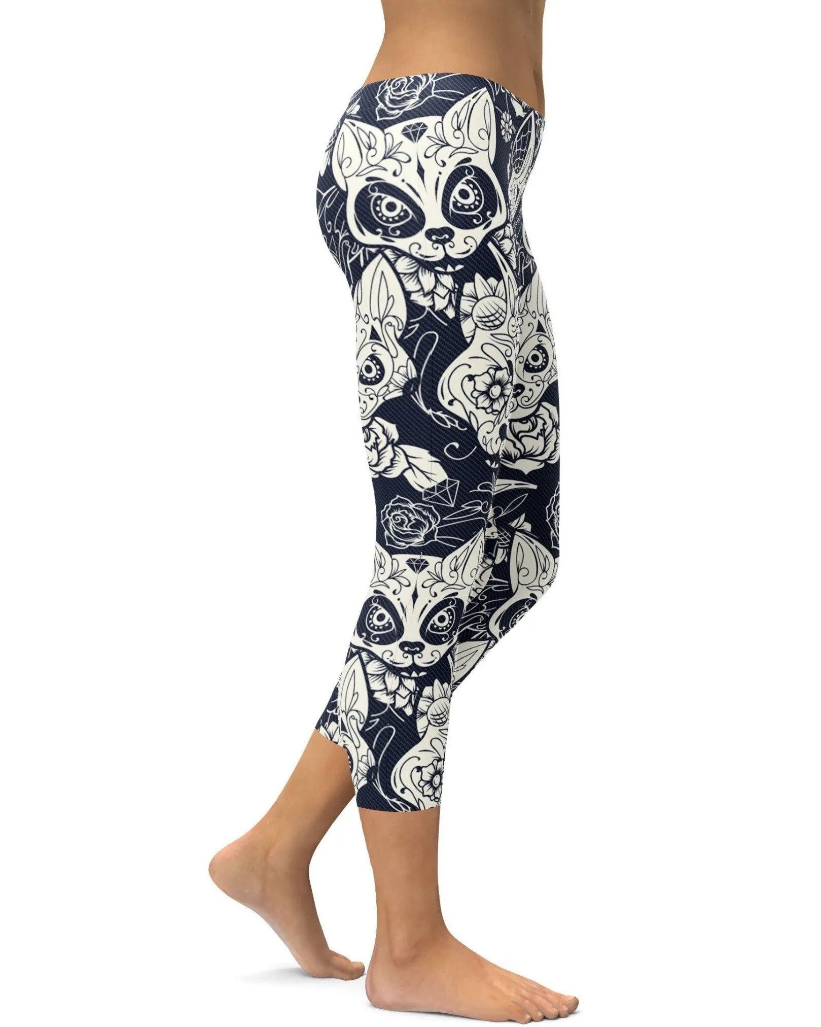 Sugar Skull Cats Capris