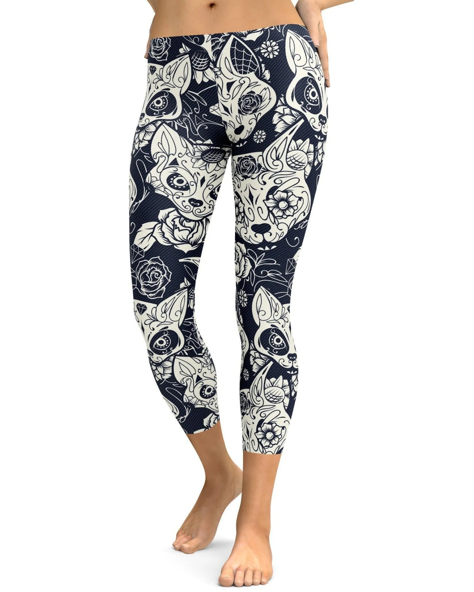 Sugar Skull Cats Capris