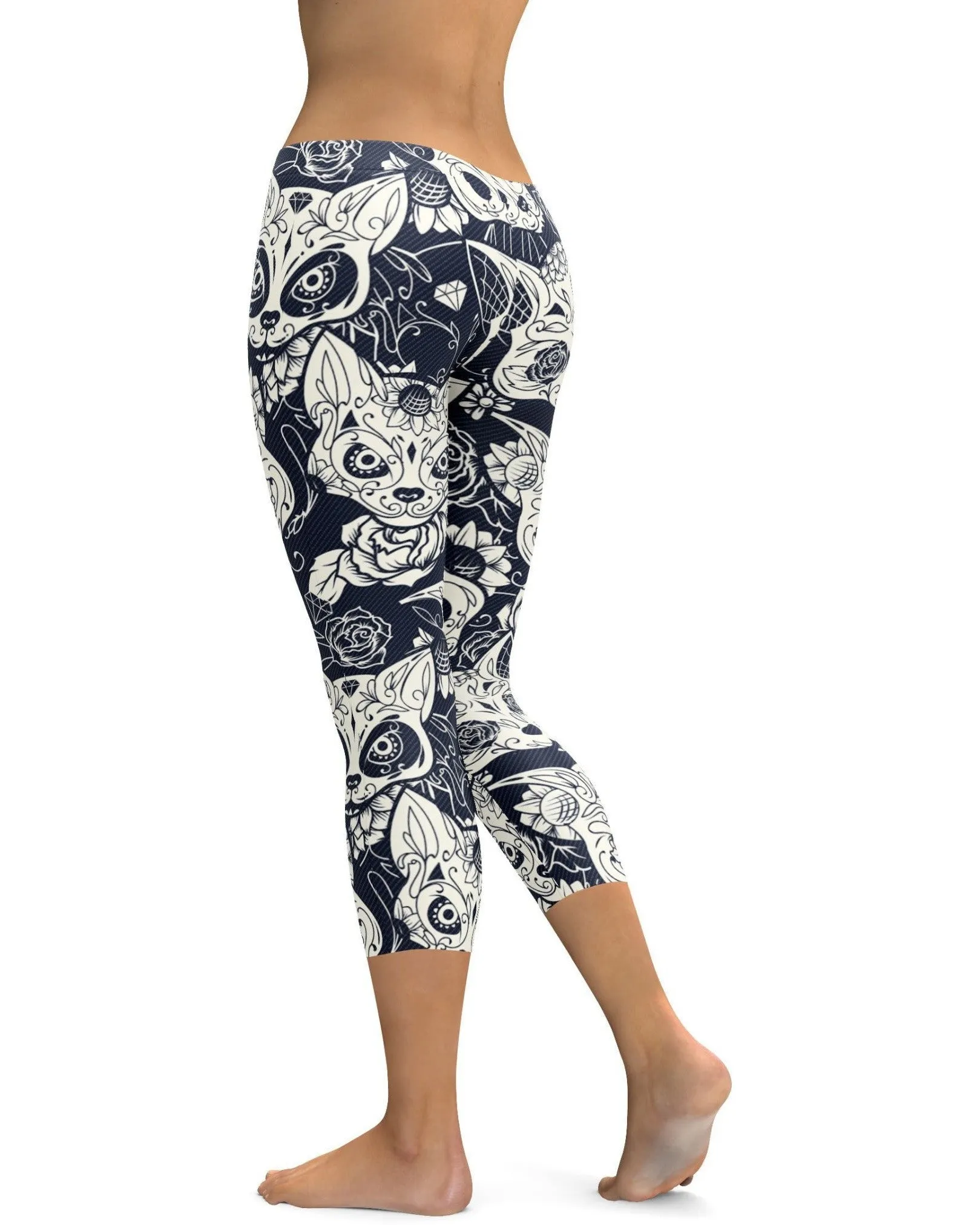 Sugar Skull Cats Capris