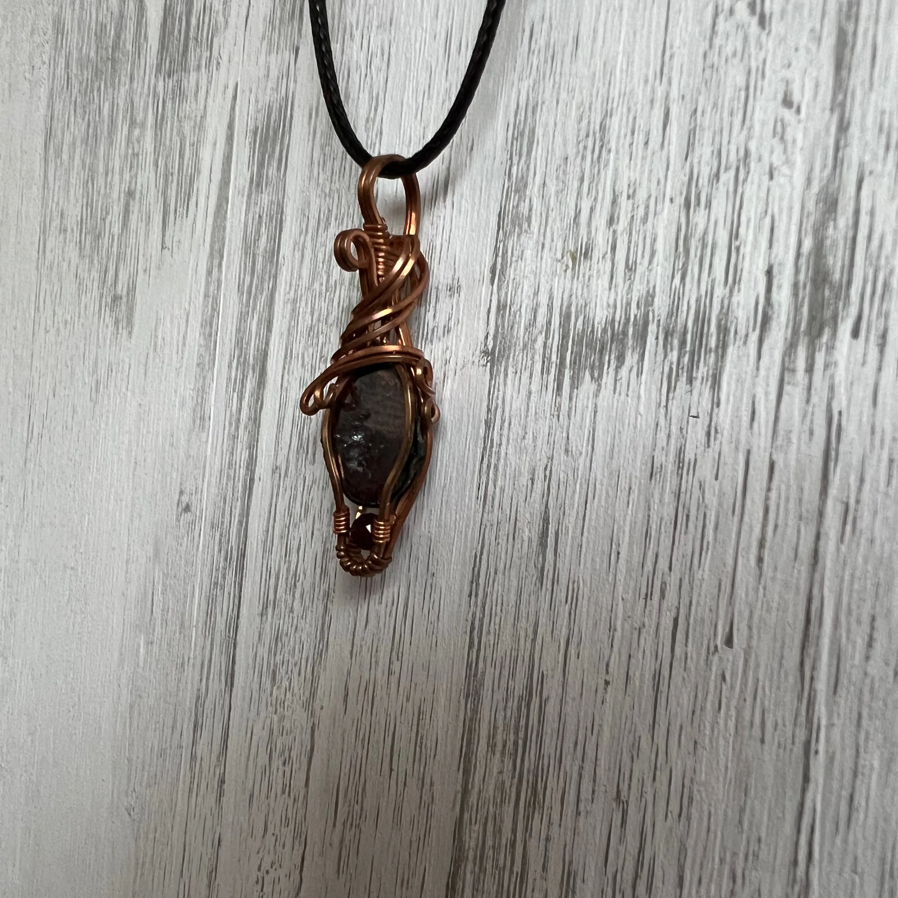 Tabasco Geode Pendant Wire- Wrapped with Garnet Accent Bead