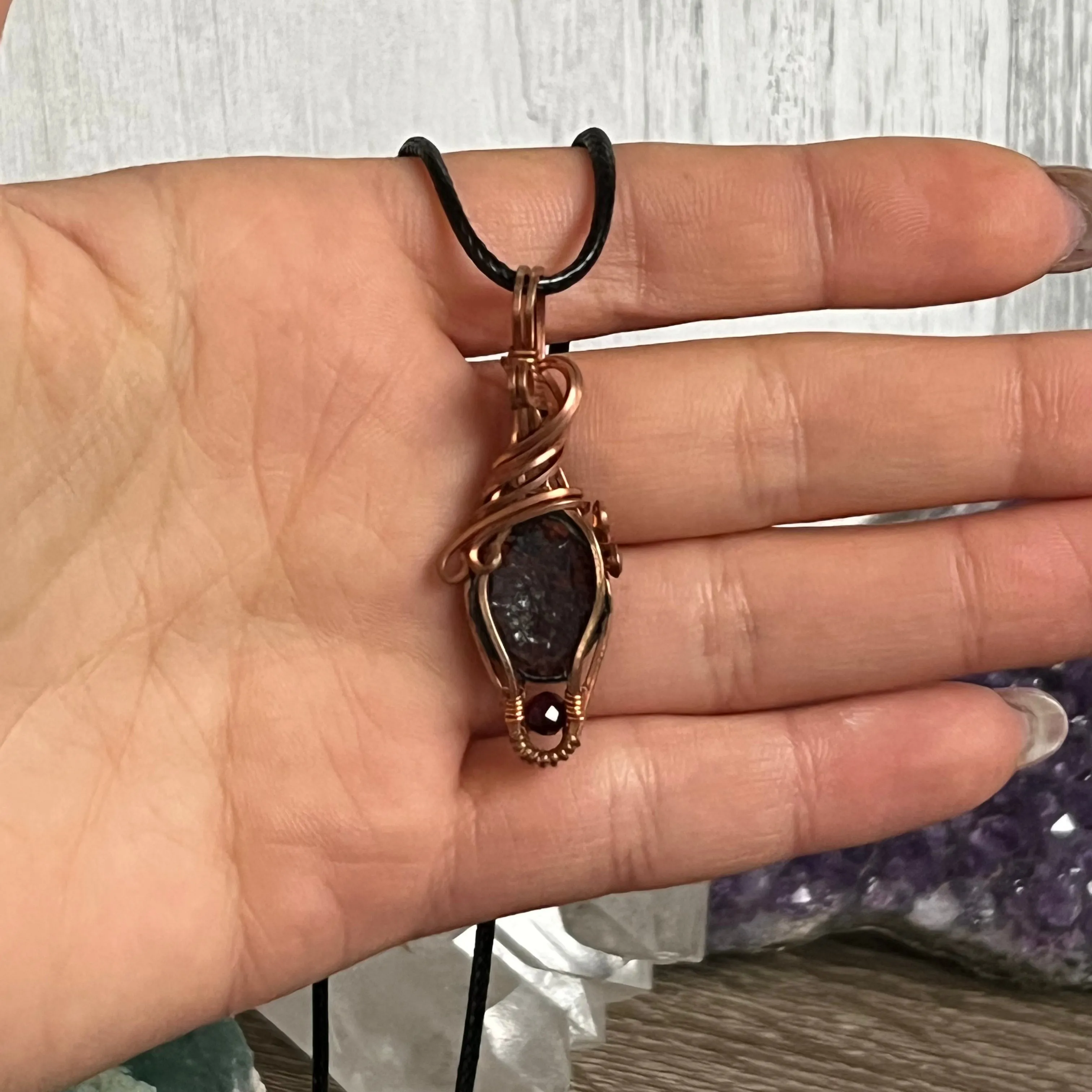 Tabasco Geode Pendant Wire- Wrapped with Garnet Accent Bead