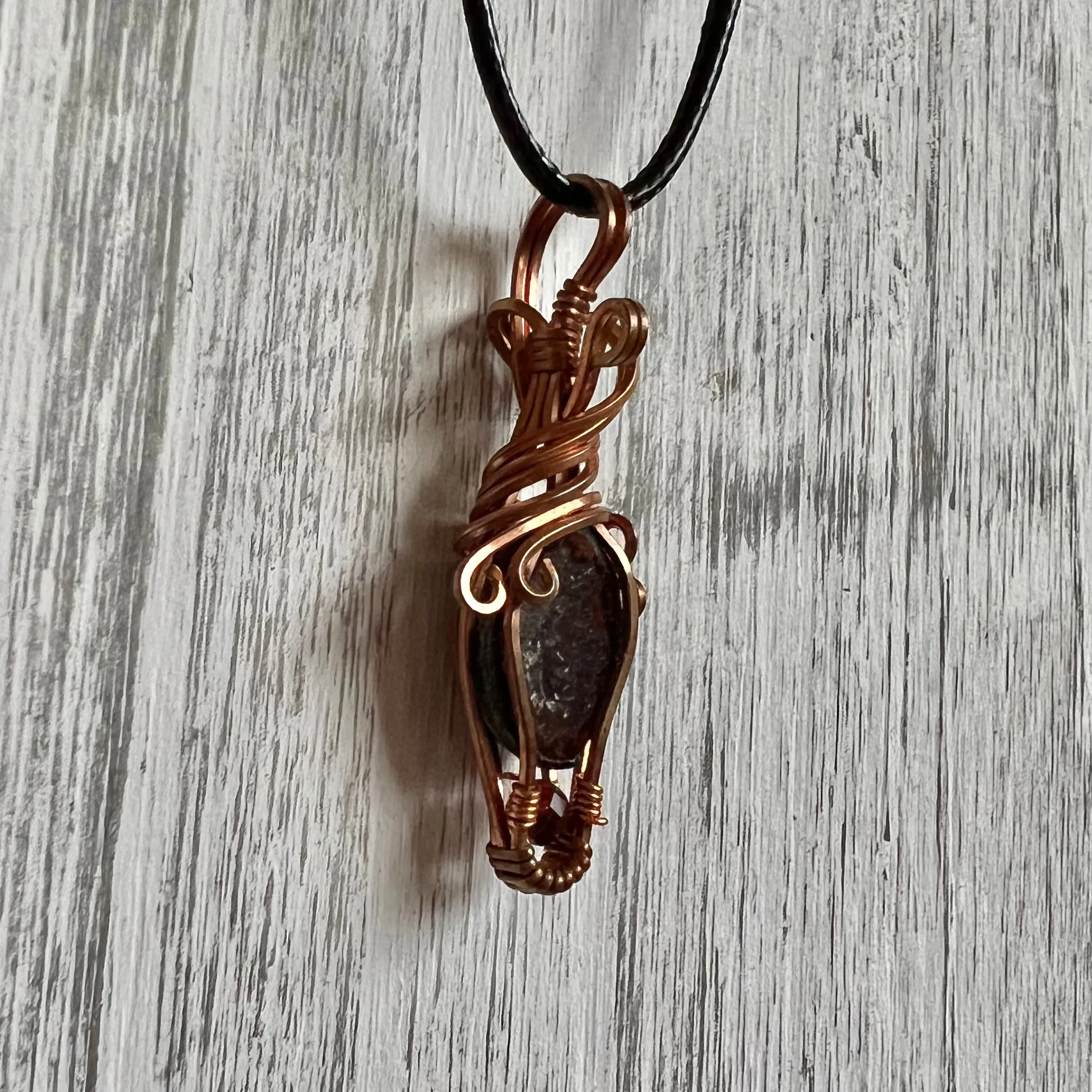Tabasco Geode Pendant Wire- Wrapped with Garnet Accent Bead