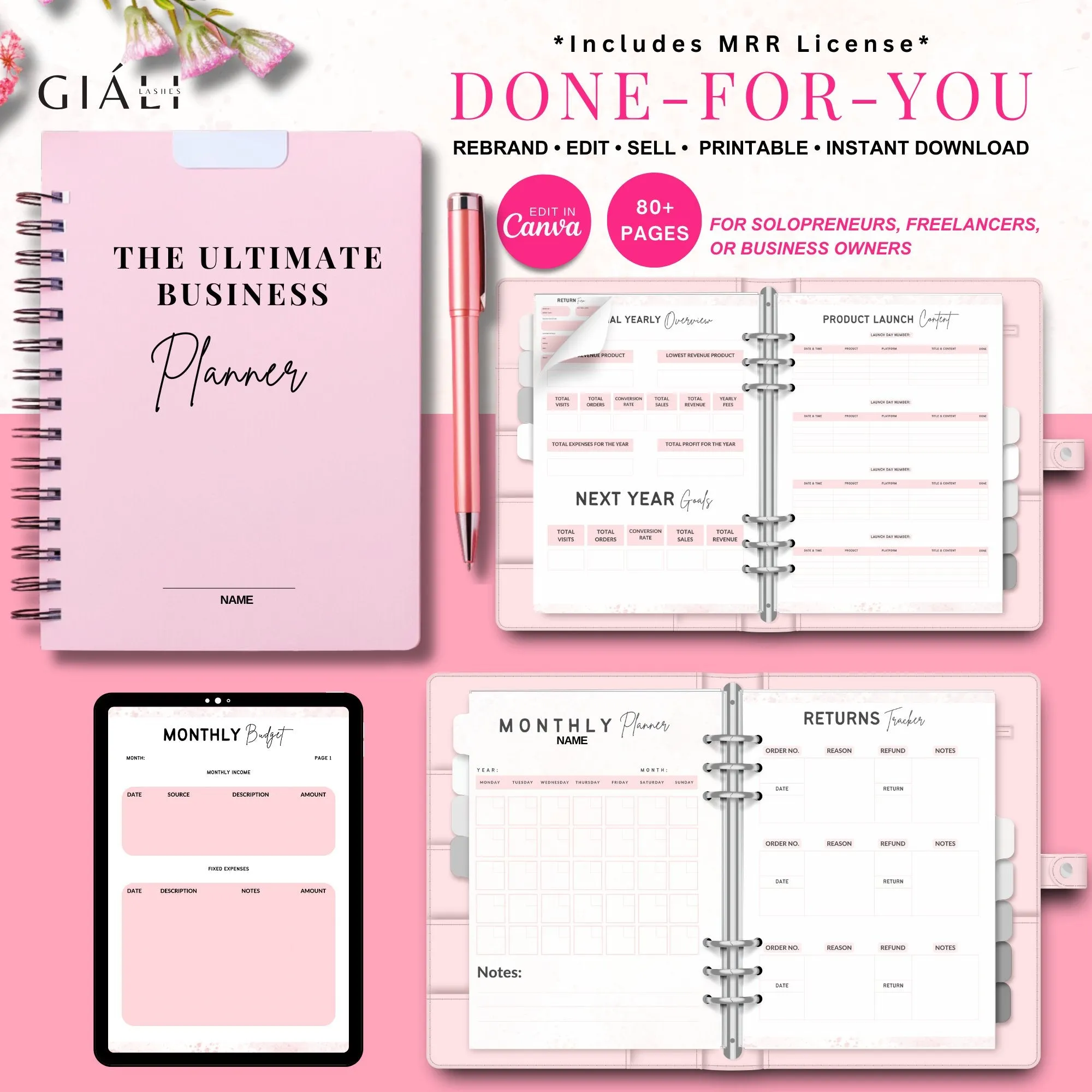 The Ultimate Digital Business Girl Boss Planner Template With Master Resell Rights