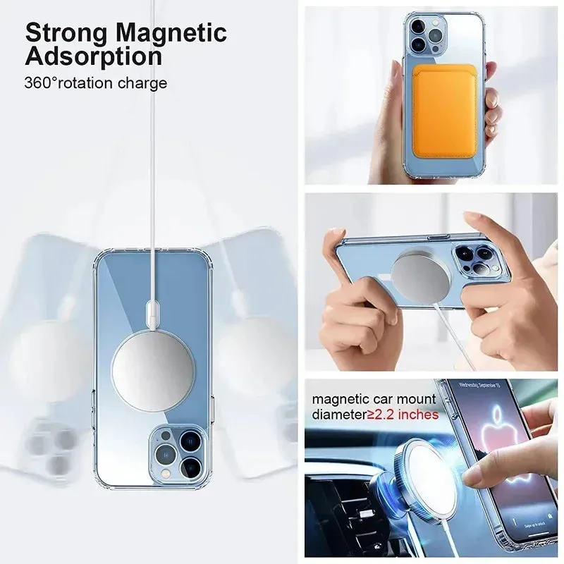 Uakiss Hard Crystal Original Magnectic Case For iPhone 16 15 14 13 12 11 Pro Max 16E X XS XR SE 7 8Plus Magsafe Wireless Charging Cover