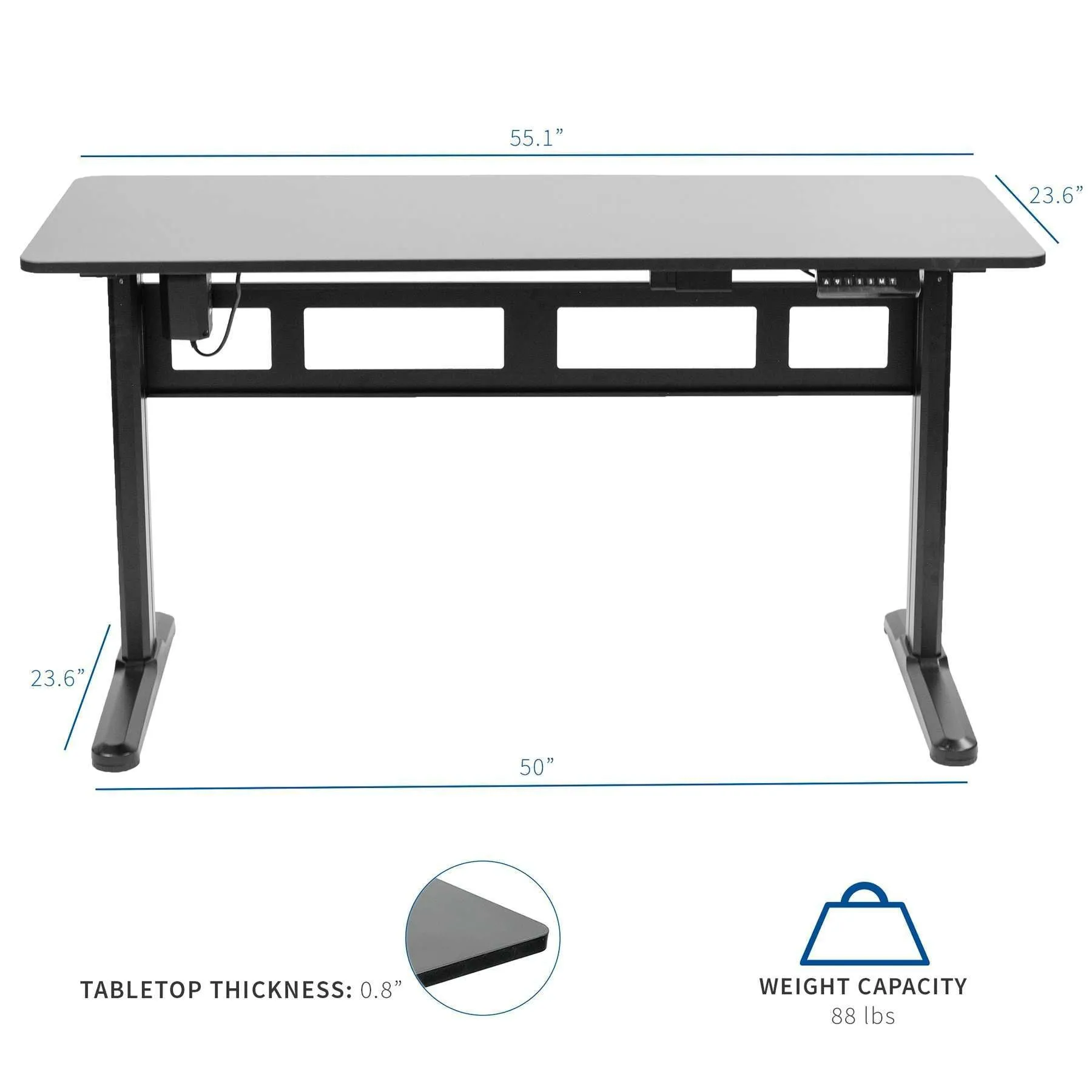 VIVO Black 55" x 24" Electric Desk, DESK-E155TB/E155TW/E155TN/E155TC