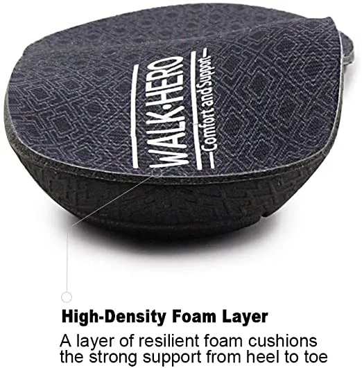 Walk-Hero | Thin and Cushioning Shoe Insoles | High Arch | Black