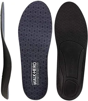 Walk-Hero | Thin and Cushioning Shoe Insoles | High Arch | Black