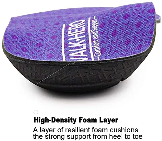 Walk-Hero | Thin and Cushioning Shoe Insoles | High Arch | Purple