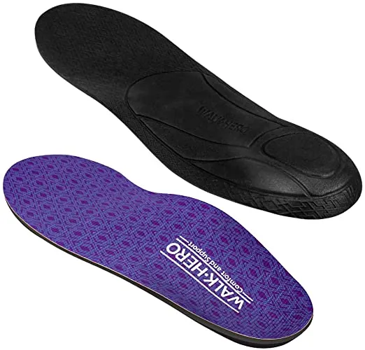 Walk-Hero | Thin and Cushioning Shoe Insoles | High Arch | Purple