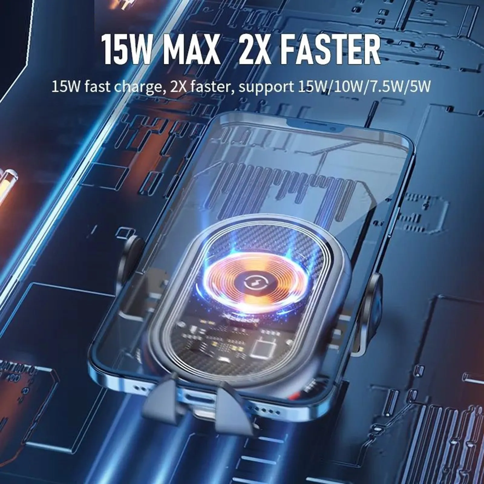 Wireless Car Charger 15W Fast Charging Auto-Clamping Car Charger