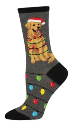 Women's Dog Gone Lights Crew Sock -Gray Heather