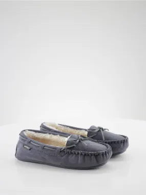 Women's Faux Fur InSide Suede Slippers,Dark Grey
