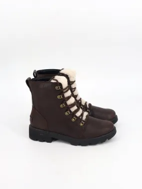 Women's Faux Fur Leather Ankle Boots,Dark Brown
