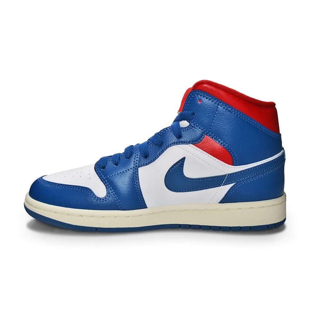 Womens Nike Air Jordan 1 Mid - BQ6472 146 - White French Blue Gym Red Sail