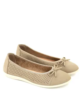 Women's Suede Ballerina Shoes,Dark Beige