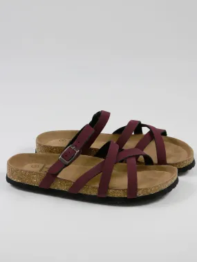 Women's Suede Cork Sandals,Dark Purple